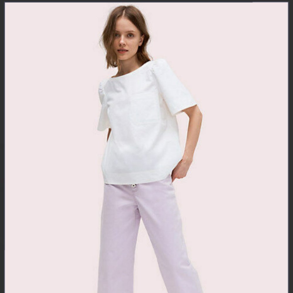 Kate Spade White Twill Blouse size m nwt - Picture 3 of 5